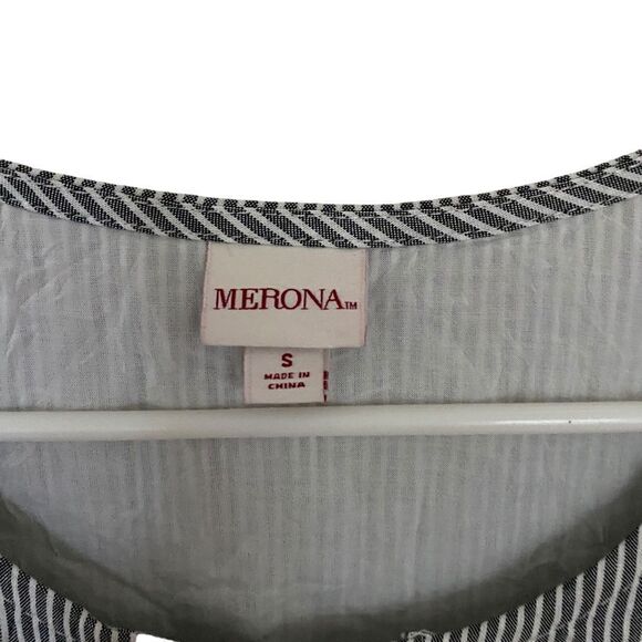 Merona striped cold shoulder long sleeve dress small - Picture 3 of 5